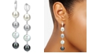 Macy's Multicolor Cultured Freshwater Pearl (10mm) Linear Drop Earrings in Sterling Silver